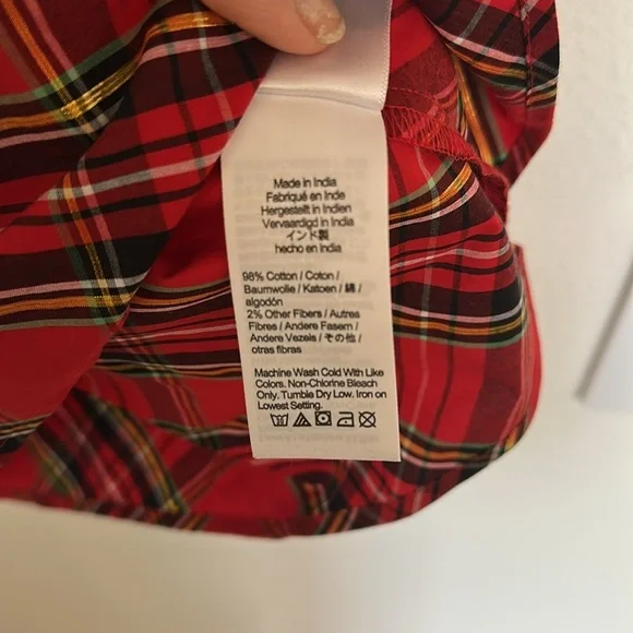 Brand new with tag Ruffleneck sleeveless poplin top Good Tidings plaid small - Picture 11 of 12